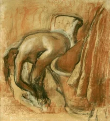 Après le bain; femme se séchant